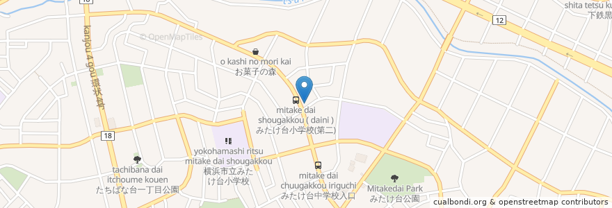 Mapa de ubicacion de 馬場動物病院 en Japón, Prefectura De Kanagawa, Yokohama, 青葉区.