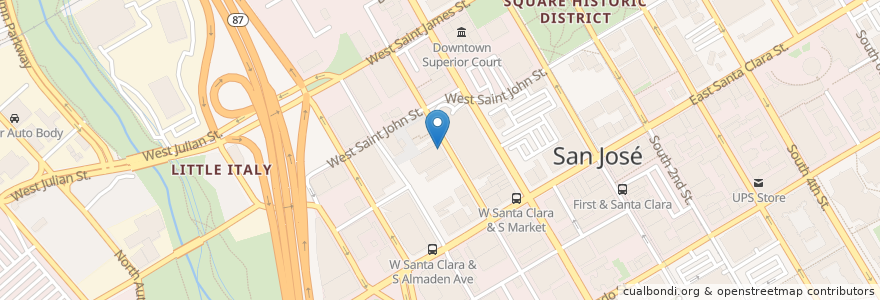 Mapa de ubicacion de Firehouse No. 1 en Estados Unidos Da América, Califórnia, Santa Clara County, San Jose.