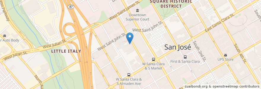 Mapa de ubicacion de 71 Saint Peter en アメリカ合衆国, カリフォルニア州, Santa Clara County, San Jose.
