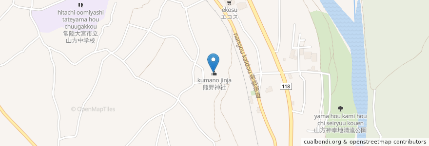 Mapa de ubicacion de 熊野神社 en Japan, 茨城県, 常陸大宮市.