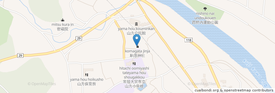 Mapa de ubicacion de 駒形神社 en Japon, Préfecture D'Ibaraki, 常陸大宮市.