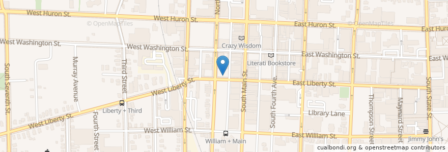 Mapa de ubicacion de Grange Kitchen and Bar en Vereinigte Staaten Von Amerika, Michigan, Washtenaw County, Ann Arbor.
