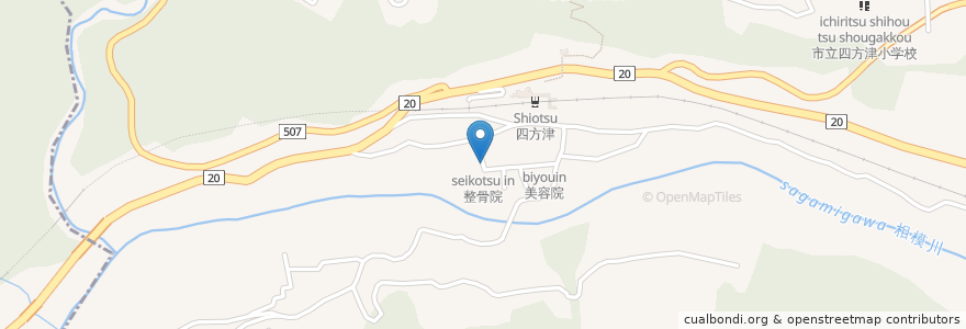 Mapa de ubicacion de 整骨院 en 日本, 山梨県, 上野原市.