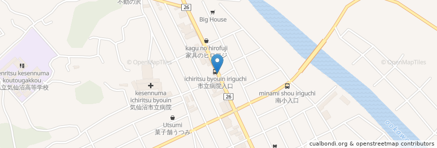 Mapa de ubicacion de スナック紗紗 en 日本, 宮城県, 気仙沼市.