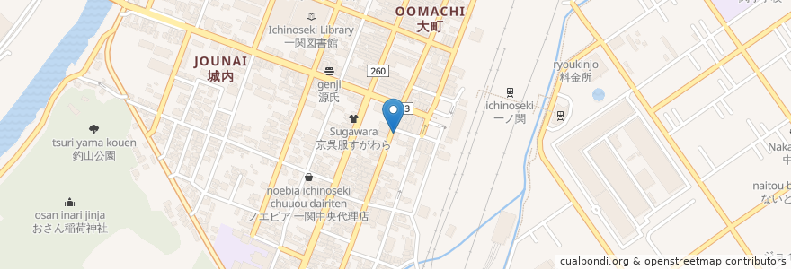 Mapa de ubicacion de オリックスレンタカー一ノ関駅前店 en اليابان, 岩手県, 一関市.