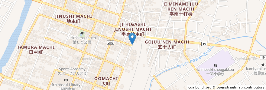 Mapa de ubicacion de タイムズレンタカー en 日本, 岩手県, 一関市.