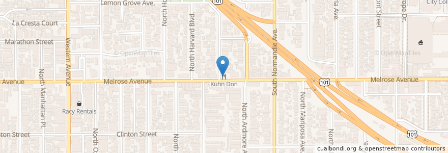 Mapa de ubicacion de Kuhn Don en 美利坚合众国/美利堅合眾國, 加利福尼亚州/加利福尼亞州, 洛杉矶县, 洛杉矶.