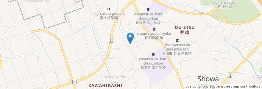 Mapa de ubicacion de 昭和町 en Japan, Präfektur Yamanashi, 中巨摩郡, 昭和町.
