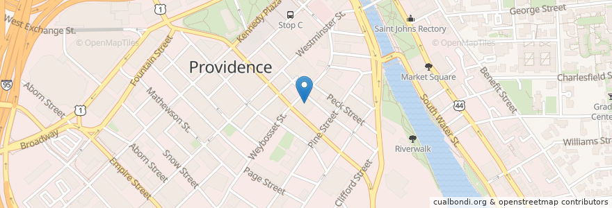 Mapa de ubicacion de The Rooftop en Estados Unidos De América, Rhode Island, Providence County, Providence.