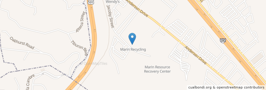 Mapa de ubicacion de Marin Recycling en United States, California, Marin County.