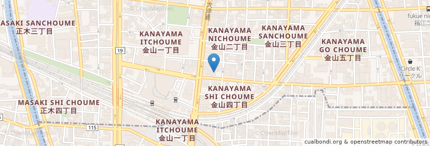 Mapa de ubicacion de 金山漁港本店 en Giappone, Prefettura Di Aichi, 名古屋市, 中区.