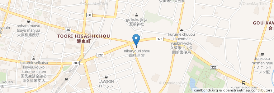 Mapa de ubicacion de 肉料理 将 en 日本, 福冈县, 久留米市.