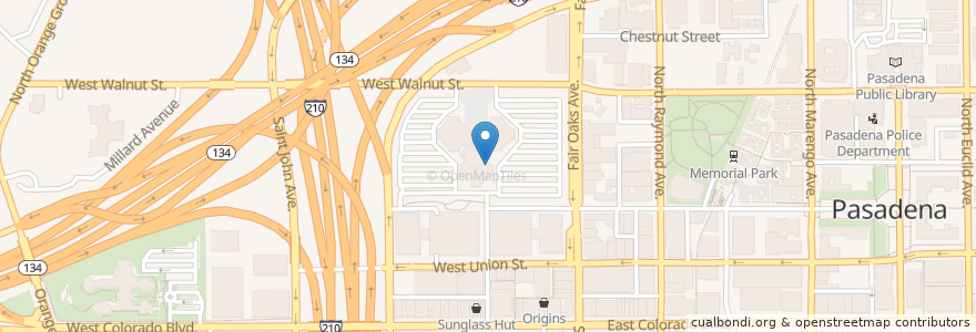 Mapa de ubicacion de Parsons Federal Credit Union en Amerika Birleşik Devletleri, Kaliforniya, Los Angeles County, Pasadena.