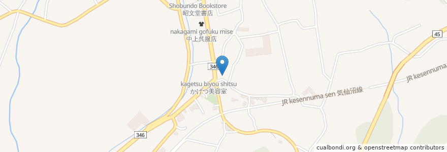 Mapa de ubicacion de 酒場 北海道 en اليابان, 宮城県, 気仙沼市.