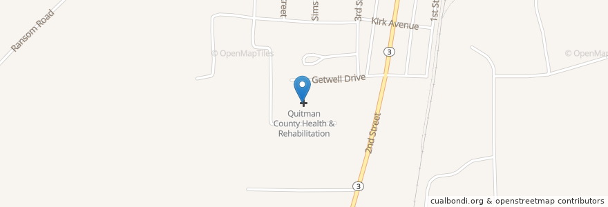 Mapa de ubicacion de Quitman County Health & Rehabilitation en Estados Unidos De América, Misisipi, Quitman County, Marks.
