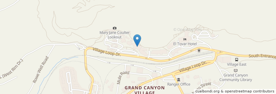 Mapa de ubicacion de Harvey House Café en ایالات متحده آمریکا, آریزونا, Coconino County, Grand Canyon Village, Grand Canyon Village.