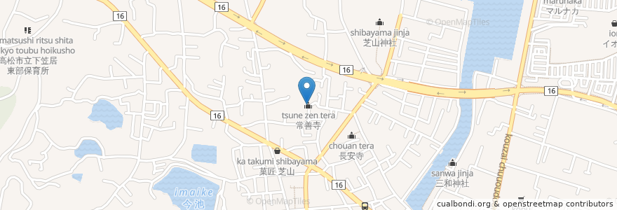Mapa de ubicacion de 常善寺 en 日本, 香川県, 高松市.