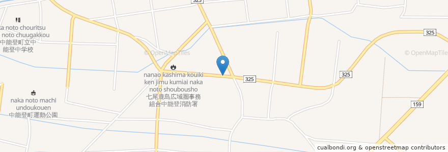 Mapa de ubicacion de 中能登町 en Japão, 石川県, 鹿島郡, 中能登町.