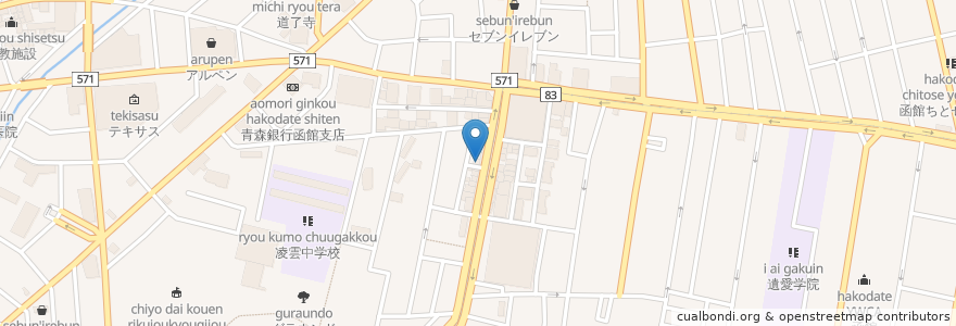 Mapa de ubicacion de ラッキーピエロ 本町店 en 日本, 北海道, 渡岛综合振兴局, 函館市.