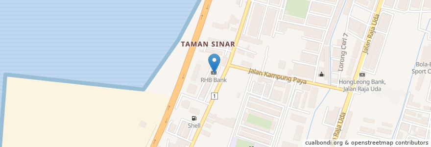 Mapa de ubicacion de RHB Bank en Malaysia, Pulau Pinang, Seberang Perai, Seberang Perai Utara.