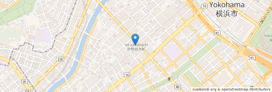 Mapa de ubicacion de めりけんはとば en Japan, Kanagawa Prefecture, Yokohama, Naka Ward.