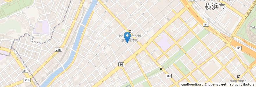 Mapa de ubicacion de リーチ麻雀　ちょんぼくん en 일본, 가나가와현, 요코하마시, 中区.
