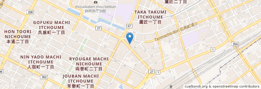 Mapa de ubicacion de ねぶた屋 en 일본, 시즈오카현, 시즈오카시, 葵区.