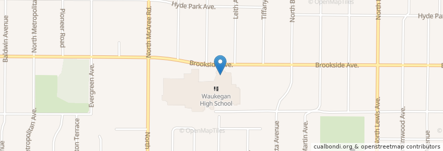 Mapa de ubicacion de Orlin Trapp Auditorium en United States, Illinois, Waukegan.