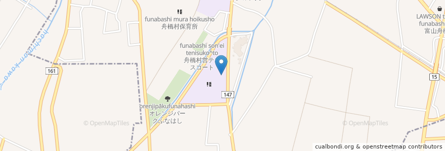 Mapa de ubicacion de 舟橋村 en ژاپن, 富山県, 中新川郡, 舟橋村.