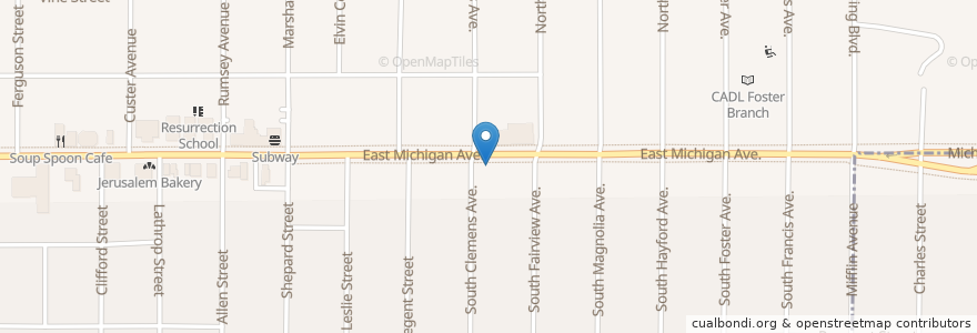 Mapa de ubicacion de Strange Matter Coffee Co. en Amerika Syarikat, Michigan, Ingham County, Lansing.
