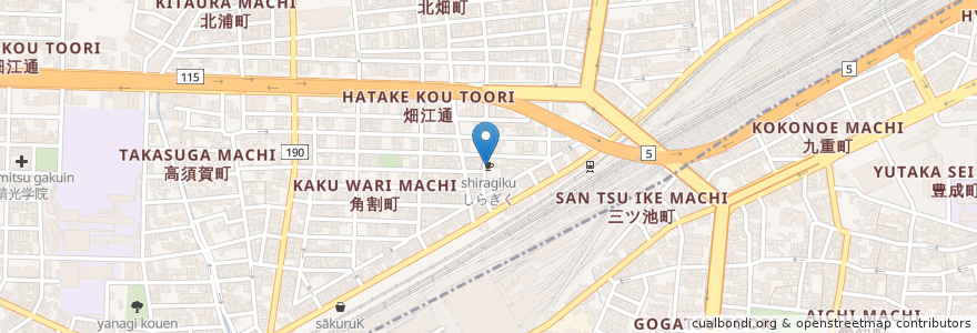 Mapa de ubicacion de しらぎく en 日本, 愛知県, 名古屋市, 中村区.