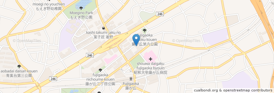 Mapa de ubicacion de びすとろ 和芯 en Japan, 神奈川県, Yokohama, 青葉区.
