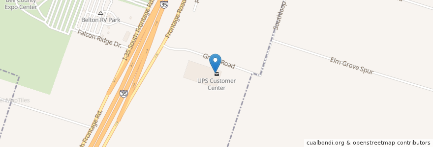 Mapa de ubicacion de UPS Customer Center en Verenigde Staten, Texas, Bell County, Belton.