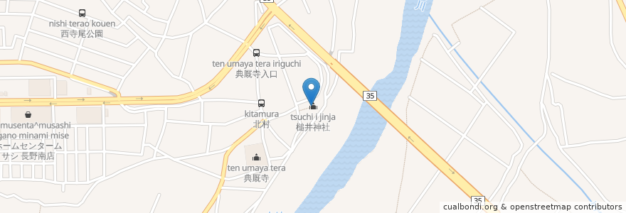 Mapa de ubicacion de 槌井神社 en 日本, 长野县, 長野市.