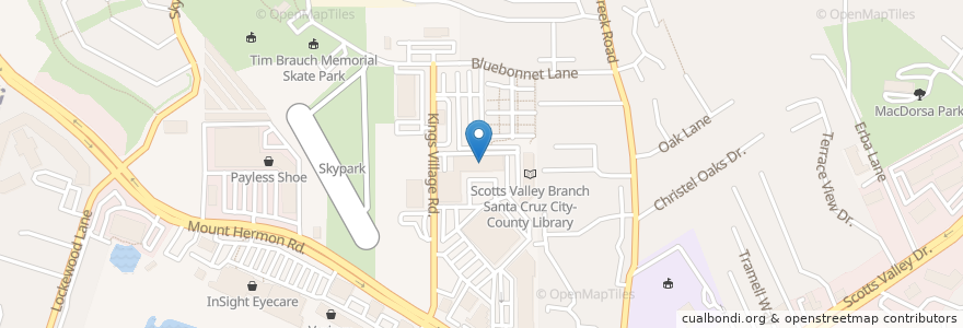 Mapa de ubicacion de CineLux Scotts Valley Cinemas en アメリカ合衆国, カリフォルニア州, Santa Cruz County, Scotts Valley.