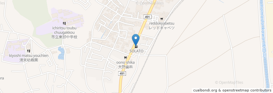 Mapa de ubicacion de SOLATO en Japan, 山口県, 下関市.