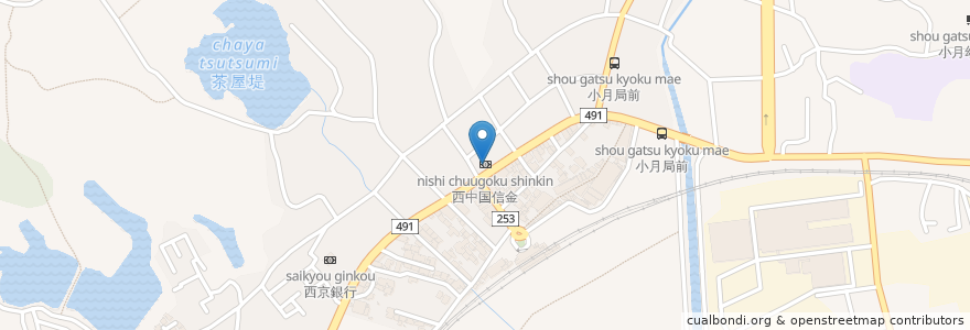 Mapa de ubicacion de 西中国信金 en Jepun, 山口県, 下関市.