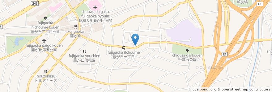 Mapa de ubicacion de 荻原医院 en Japonya, 神奈川県, 横浜市, 青葉区.