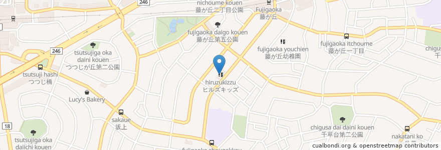 Mapa de ubicacion de ヒルズキッズ en 日本, 神奈川県, 横浜市, 青葉区.
