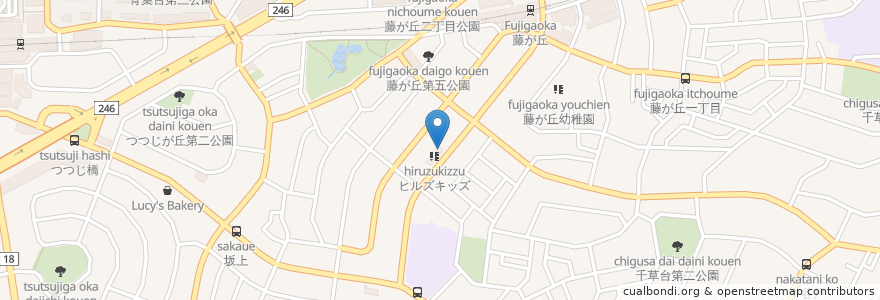 Mapa de ubicacion de コトリエ en 일본, 가나가와현, 요코하마시, 青葉区.