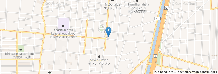 Mapa de ubicacion de CoCo壱番屋 en ژاپن, 東京都, 足立区.