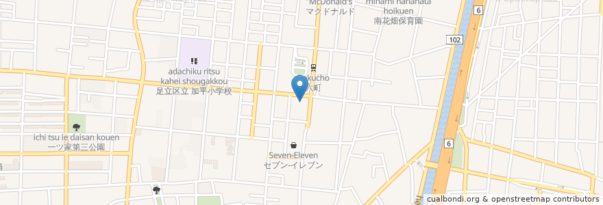 Mapa de ubicacion de はなの舞 en 日本, 東京都, 足立区.