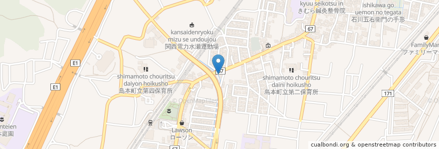 Mapa de ubicacion de cafe NeNeM en 日本, 大阪府, 三島郡, 島本町.