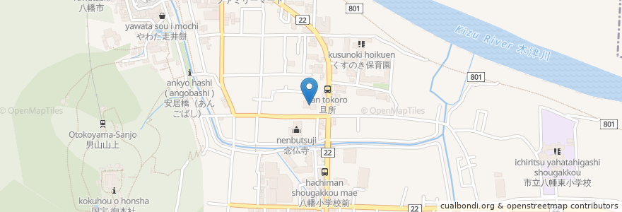 Mapa de ubicacion de 正福寺 en 日本, 京都府, 八幡市.