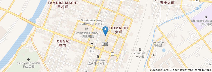 Mapa de ubicacion de 村さ来 一関大町店 en Japan, 岩手県, 一関市.