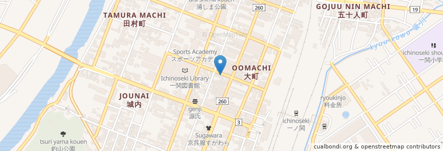 Mapa de ubicacion de やきとり道場みちのく en 日本, 岩手県, 一関市.