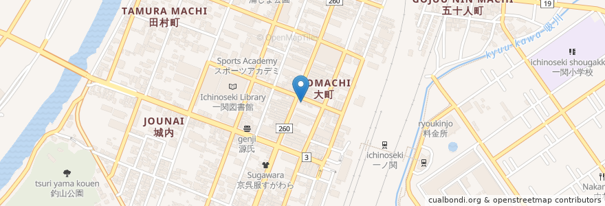 Mapa de ubicacion de 大正堂薬局 en Japan, Präfektur Iwate, 一関市.