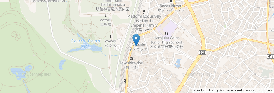Mapa de ubicacion de Owl Cafe and Village en اليابان, 東京都, 渋谷区.