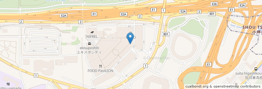 Mapa de ubicacion de マツモトキヨシ en Jepun, 大阪府, 吹田市.
