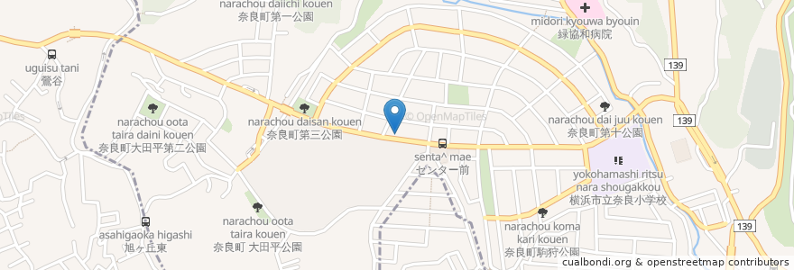 Mapa de ubicacion de がくえん歯科 en 일본, 가나가와현, 도쿄도, 요코하마시, 青葉区.